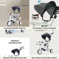 Tricycle pour bébé à prix avantageux, cadre en plastique et en acier, 3 roues, réglable, jouet portable pour les tout-petits