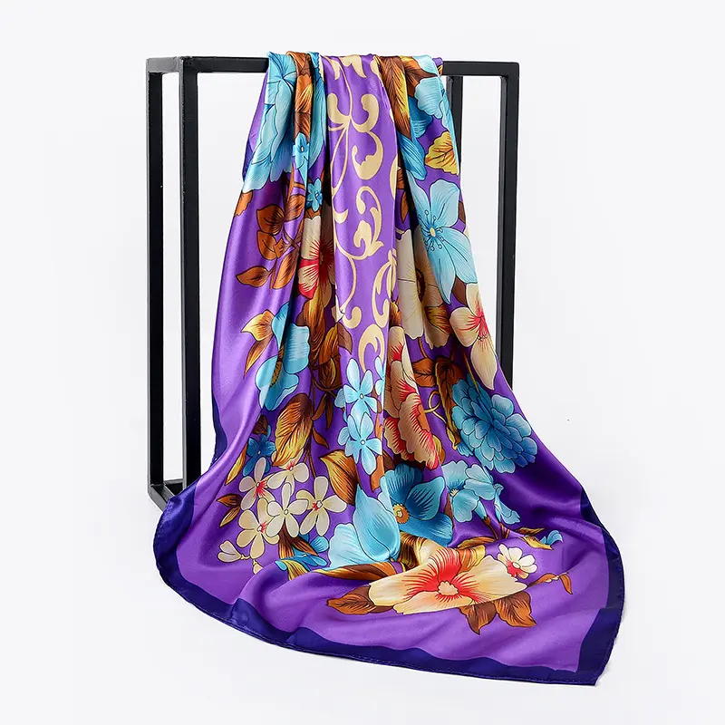 Großhandel Afrika Designer Seiden kopftuch für Frauen Stylish Style Square Silk Feel Schals 90x90 Taschentuch