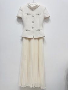 Autunno inverno abito da donna <span class=keywords><strong>di</strong></span> alta qualità abito sottile in Chiffon <span class=keywords><strong>di</strong></span> <span class=keywords><strong>lana</strong></span> plissettato a maniche corte abito lungo per tutti i giorni - Product Image 6