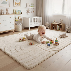 Nouveau design, vente en gros, tapis épais moderne et moelleux pour salon, tapis en fausse fourrure de <span class=keywords><strong>lapin</strong></span>, tapis de jeu pour bébé et tout-petit, tapis en mousse à mémoire de forme - Product Image 5