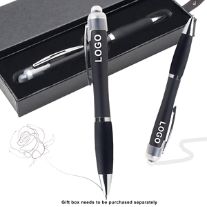 Custom Brand Promotional Plastic Led <b>Light</b> up Laser Logo Ballpoint Pen with Customized <b>Soft</b> Touch Stylus Gift - Product Image 4