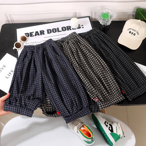 Pantalons décontractés à jambes larges pour bébés filles, style occidental, style coréen, à carreaux, écologiques, printemps automne - Product Image 1