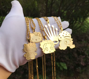 สร้อยคอรูปตัวการ์ตูนแมวน่ารักชุบทอง18K ทำจากสเตนเลสออกแบบได้ตามต้องการของขวัญเครื่องประดับแฟชั่น - Product Image 1