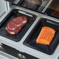 Machine de mise sous vide de plateaux pour aliments surgelés de table, machine d'emballage sous vide pour repas prêts à consommer et aliments cuits, avec fonction de découpe