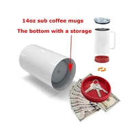 Mug à café par sublimation de 14 oz avec fond de rangement, gobelet isotherme en acier inoxydable pour impression par presse à chaud