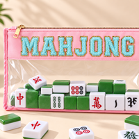 Sac de rangement pour tuiles de mahjong en PVC transparent avec logo personnalisé, grande capacité, fermeture éclair, étui de transport portable, organisateur d'accessoires de mahjong