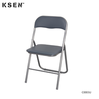 Chaise pliante en métal noir pour l'extérieur, le jardin, le camping, le restaurant, mobilier industriel en gros KC-C0003
