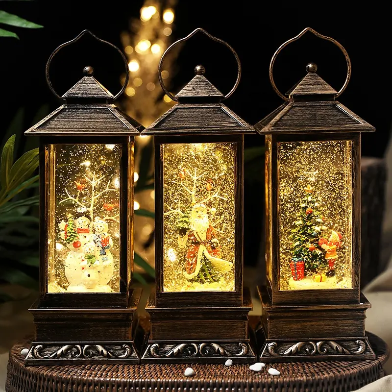 2022 Good Quality Selling Factory Wholesale Christmas Decoration Usb Music Plastic Water Snow Globe Lantern