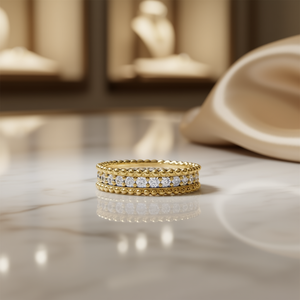 Anello classico con diamanti in oro giallo da donna, diamanti naturali con taglio rotondo brillante, colore G, da indossare tutti i giorni, modello T0478 - Product Image 2