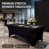 Housse de table extensible 4 directions en spandex, ajustée, avec poches renforcées pour les pieds, sans plis, idéale pour mariages, banquets et salons professionnels