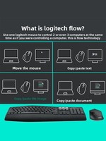 Ensemble clavier et souris sans fil Logic MK850 2.4G, clavier fin taille standard avec touches multimédias, design ergonomique pour le jeu et le bureau