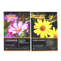 Sachet plat personnalisé en papier kraft pour emballage de graines, scellé sur trois côtés, avec trou de suspension, pour graines de fleurs, légumes et jardinage, vente en gros