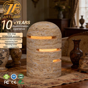 Produit phare Décoration d'intérieur de luxe Lumière d'ambiance beige Travertin Marbre blanc Pierre de grotte Lampe de table Veilleuse - Product Image 1
