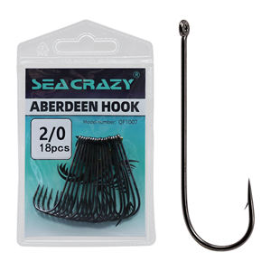 Ami da Pesca Aberdeen in Acciaio ad Alto Tenore di Carbonio, Gambo Lungo, Neri, con Ardiglione Offset e Anello, Triplo Amo per Pesca in Fiume e Lago - Product Image 1