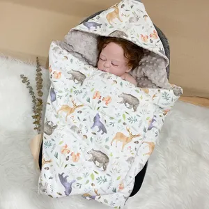 Hot Sell Floral Car Knitted Seat Wrap 100% Organic Cotton Baby Blanket Super Soft Car Seat Stroller Blanket