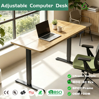 Escritorio de Computadora Ergonómico Eléctrico de Altura Ajustable con Motor Sin Escobillas y Tablero Dividido