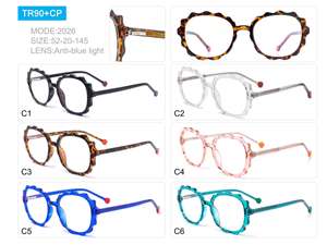 モデル2026 TR90メガネブルーライトブロッキング眼鏡フレーム女性用処方眼鏡ラウンドフラワーメガネ - Product Image 2