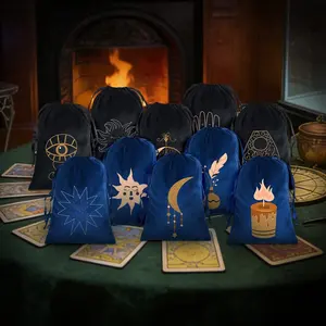 <span class=keywords><strong>2026</strong></span> Yeni Tarot Kart Çantası Kadife Lüks Çift İpli Zar Kristal Saklama Kesesi Isı Transfer Baskılı Özelleştirilebilir - Product Image 3