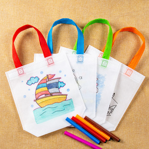 Sac en tissu non tissé Xinsen à colorier, sac fourre-tout pour enfants, activité de dessin et de peinture DIY pour enfants - Product Image 1
