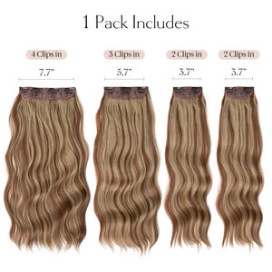 Groothandel lange golvende synthetische naadloze clip-on haar extensions hittebestendige clip-in producten leveranciers voor vrouwen - Product Image 2