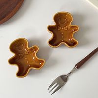 Plat à trempette en céramique Lelyi, motif bonhomme de pain d'épices fait main, créatif, de grande valeur, mignon et original, pour Noël