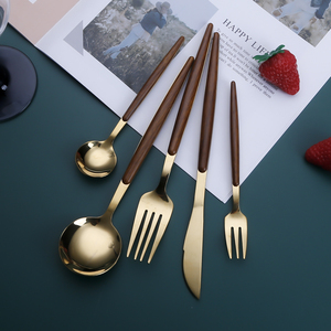 Ensemble de couverts en acier inoxydable <span class=keywords><strong>Ernesto</strong></span> Lidl, vente flash, Jomu, fourchette et <span class=keywords><strong>couteau</strong></span> dorés, couverts de restaurant 5 étoiles - Product Image 3