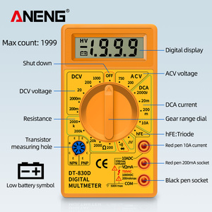Aneng DT830D <span class=keywords><strong>Mini</strong></span> kỹ thuật số vạn năng vôn kế & Tester cho DC AC Ampe kế Power <span class=keywords><strong>Meter</strong></span> với thử nghiệm thăm dò buzzer & Ohm các tính năng - Product Image 2