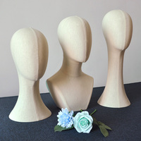 Tête de mannequin en mousse de styromousse toile lin tissu couverture formation tête de mannequin épingle pour perruques