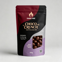 Op maat gemaakte bedrukte chocoladeverpakkingen, staande pouches met ziplock sluiting, herbruikbaar, food grade, voor snoep en snacks, met venster.