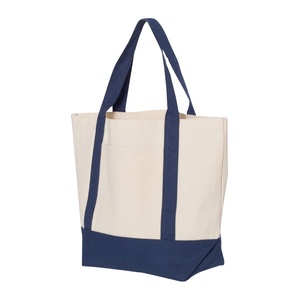 Sac fourre-tout en toile de coton personnalisé, réutilisable, pliable, avec poignée renforcée et fermeture éclair au bas, idéal pour le shopping en gros - Product Image 1