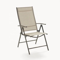 Chaises de jardin pliantes en acier réglables avec accoudoirs, 7 positions réglables avec dossier haut confortable