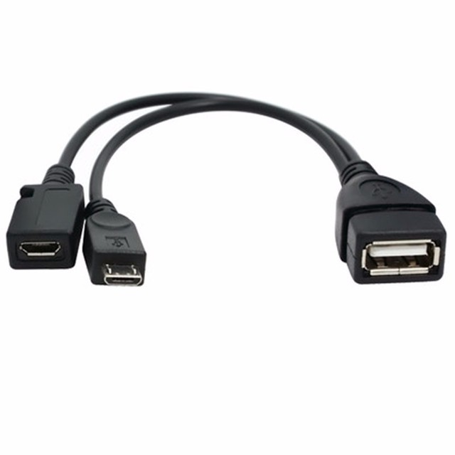 2 in 1 OTG Micro USB Host Power Y Splitter USB Adapter to Micro 5 Pin Male Female Cable