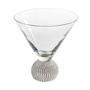 Custom Wedding Rhinestone Cocktail Glass Diamond Stemless Cocktail Martini Glasses