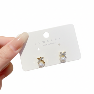 Orecchini a Perno con Fiocco e Cristalli in Stile Coreano di Tendenza, Gioielli Eleganti e alla Moda per Ragazze, Vendita Calda all'Ingrosso - Product Image 2