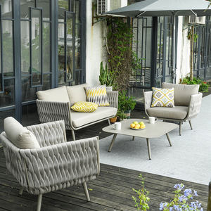 उच्च अंत होटल फर्नीचर आउटडोर एकांत सोफे सभी मौसम विकर फर्नीचर मॉड्यूलर बगीचे सोफे सेट 1 + 1 + 2 + 3 - Product Image 6