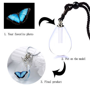 Collar de Urna Conmemorativa de Cristal con Foto Clásica Personalizada para Niños, Forma Ovalada, Joyería de Cremación, Colgante para Cenizas - Product Image 1