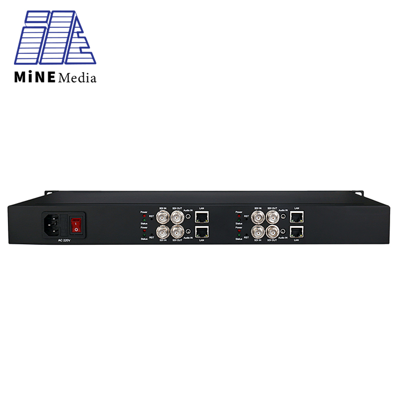 Monteur en rack 1U 4 canaux H.265 RTMP RTSP HD/SD/3G SDI vers encodeur vidéo de streaming IP