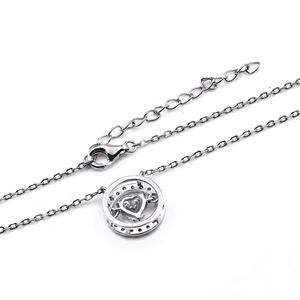 Tianyu Moissanite Circle <b>Heart</b> Openwork Pendant <b>Necklace</b> 925 Sterling <b>Silver</b> Platinum Plating Delicate GRA Certified for Women - Product Image 3