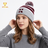 Bonnet en tricot jacquard imprimé intégral style gothique Y2K, avec logo personnalisé, bonnet d'hiver unisexe adulte, motif camouflage à pois et nœuds, faible MOQ