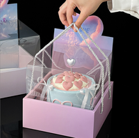 Boîte carrée en gros Boîte à fleurs en carton pour Saint-Valentin avec poignée pour Arrangement floral personnalisé pour la Saint-Valentin