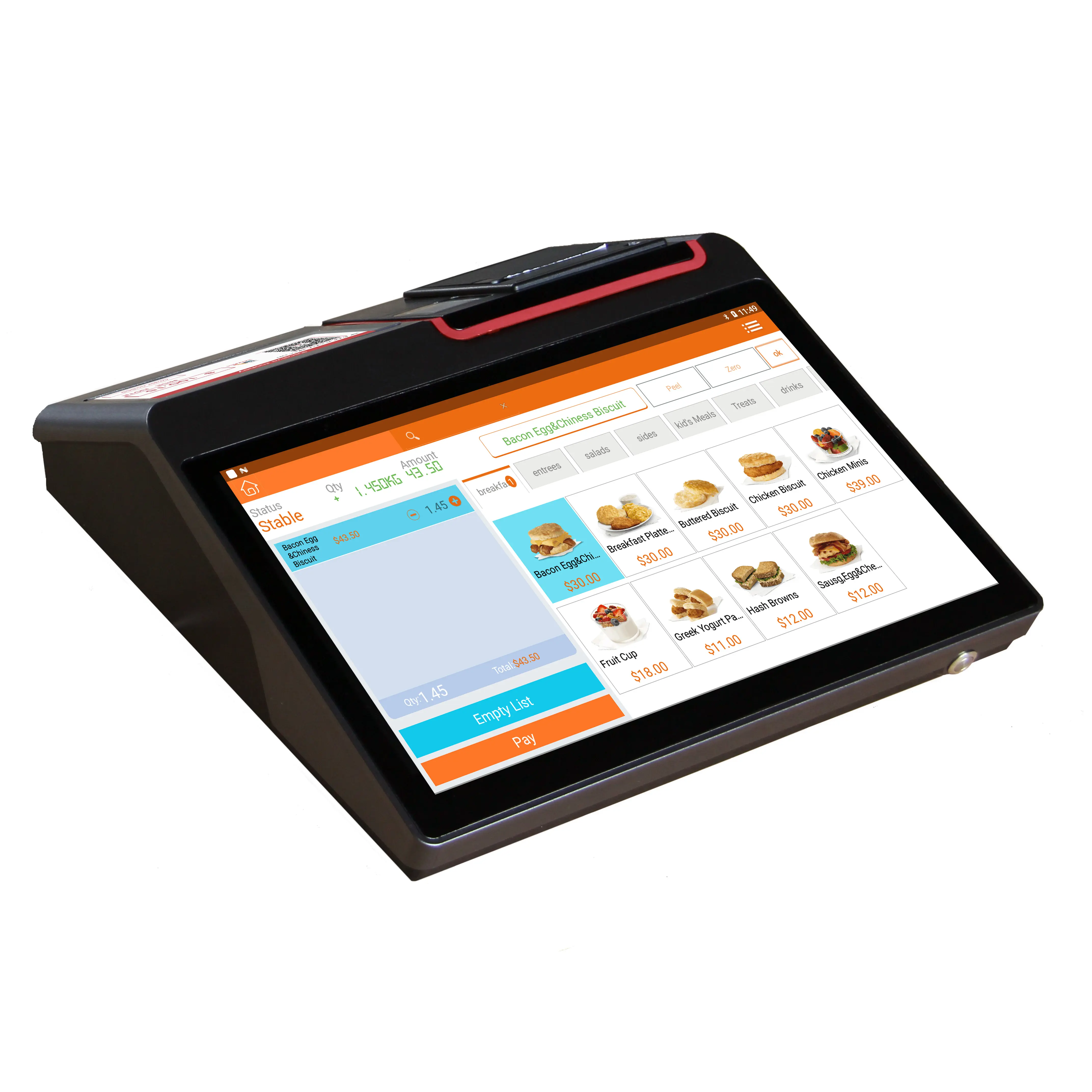 Ordina il sistema alimentare PC tutto in un Computer Touch Win10 o Linux punto vendita Display Software Pos dispositivo terminale Tablet 11.6 pollici