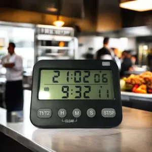 Timer dapur Digital 2 saluran, fitur hitung mundur minimalis, waktu mundur maks 99 jam, 9 menit, 59 Secs jam Alarm dioperasikan baterai