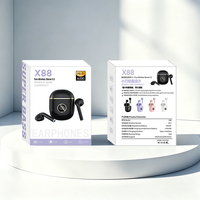 Écouteurs BT sans fil X88 Tws de haute qualité à double demi-oreille avec affichage numérique intelligent