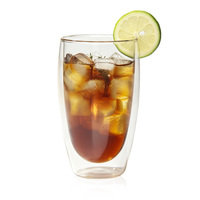 Verres à double paroi 2 pièces 450 ml Tasses à café Tasses isothermes Lavables au lave-vaisselle et au micro-ondes Verre