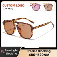 Lunettes thérapeutiques FL-41 à verres roses pour le soulagement des migraines, anti-lumière bleue spécialisées, double pont, monture TR90 pour la photophobie