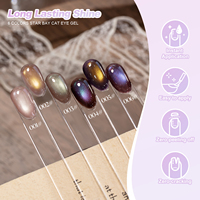 Miss Gooey Vernis à ongles gel magnétique œil de chat professionnel pour salon de manucure, sans TPO ni Hema, 6 couleurs, vernis à ongles gel UV écologique, usine