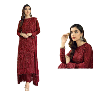 Granate en relieve con capucha parte superior inferior Dupatta Robe Thobe Long Dubai camisa islámica indio pakistaní capa Salwar Kameez estilo musulmán - Product Image 4