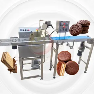 Donut Coating Lijn Verticale Kleine Koeltunnel Snoep Mini Cover Enrober Chocolade Enrobing Machine