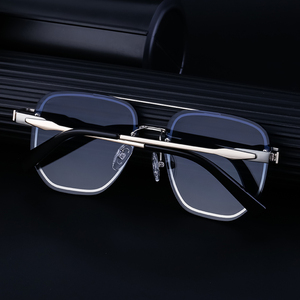 Occhiali da Sole Senza Montatura in Metallo Quadrati UV400 <span class=keywords><strong>Blu</strong></span>/Verde per Uomo, <span class=keywords><strong>Nuova</strong></span> Tendenza Moda 2024 - Product Image 6