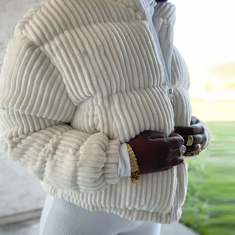 Sharee-Chaqueta de algodón para mujer, abrigo informal a rayas, cálido y cómodo, para invierno, 2022